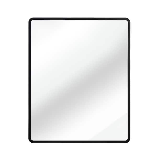 24 in. W x 30 in. H Rectangular Framed Wall Bathroom Vanity Mirror Recessed Mirror Cabinet in Black