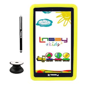 7 in. 2GB RAM 32GB Storage Android 12 Tablet with Yellow Kids Defender Case, Holder and Pen