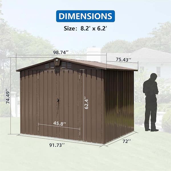 Lycvki 8 ft. W x 6 ft. D Metal Premium Vented Corrosion Resistant