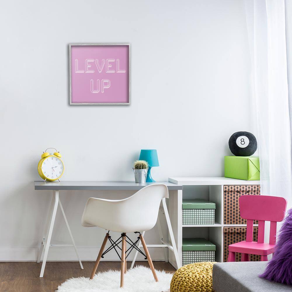 Level Up Purple and White by Yass Naffas Designs Gray Framed Typography Giclee Art Print 17 in. x 17 in. price history on PriceWatchPro