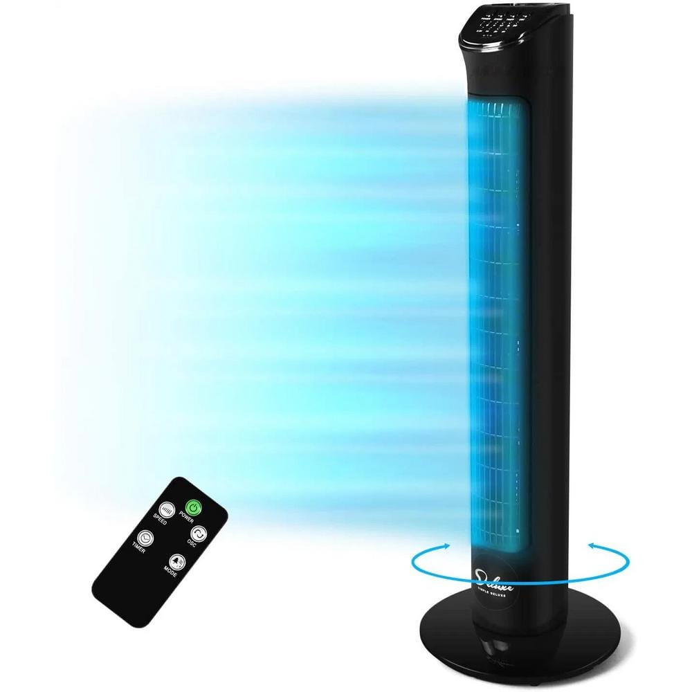 Electric Oscillating 32 in. 3 Fan Speeds Bladeless Tower Fan Black with Remote Control, 3 Modes Wind Setting and Timer price history on PriceWatchPro