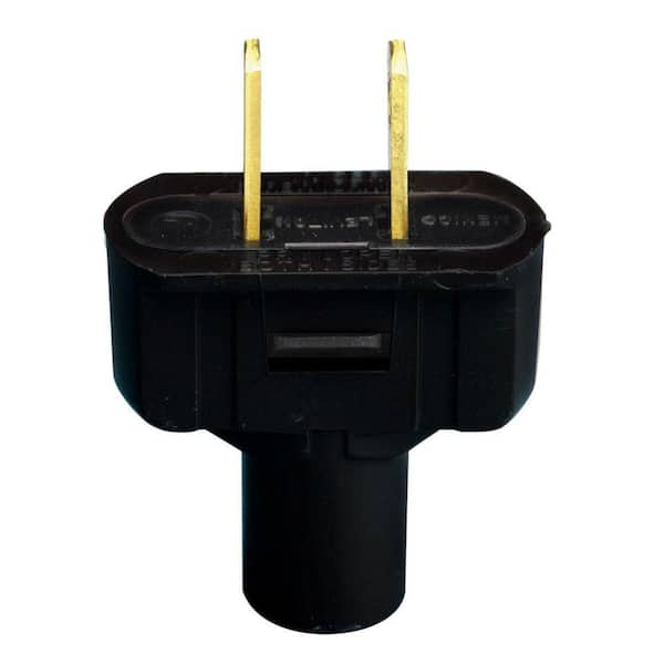Leviton 15 Amp Double-Pole Flat Plug, Black 48643-2E