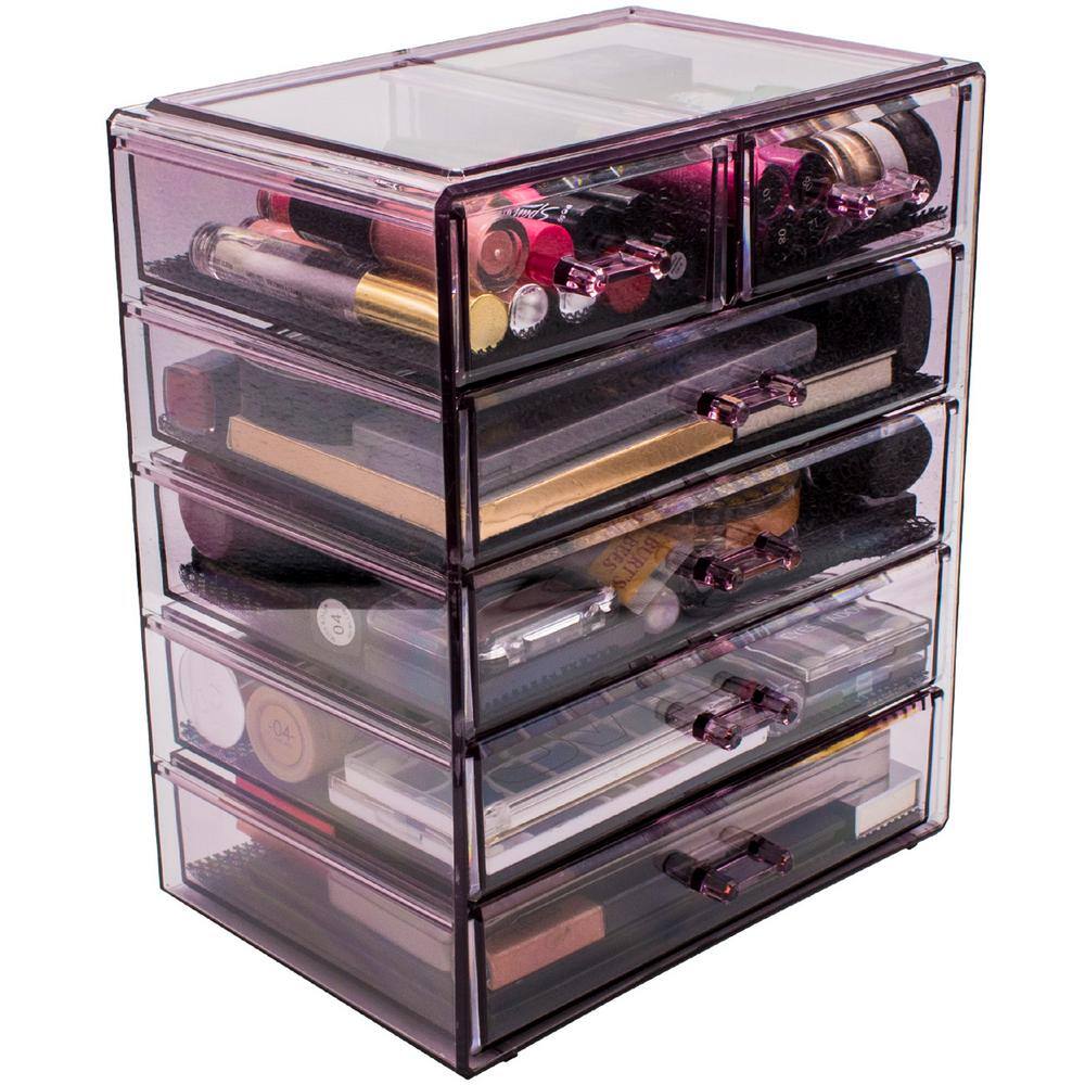 Purple Clear Acrylic 7-Drawer Makeup and Jewelry Organizer