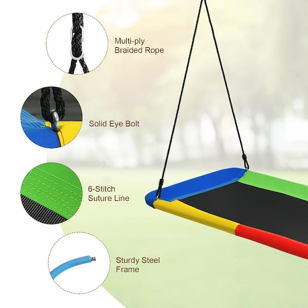 Costway 60 in. Colorful Platform Tree Web Swing Outdoor with