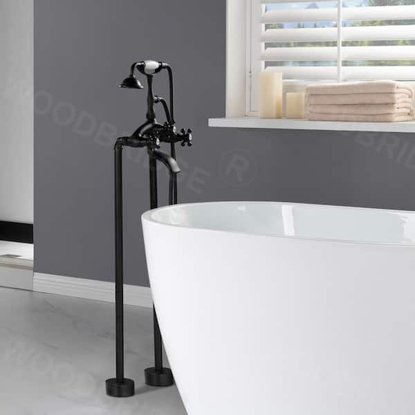 3-Handle Claw Foot Freestanding Tub Faucet with Hand Shower in Oil Rubbed Bronze