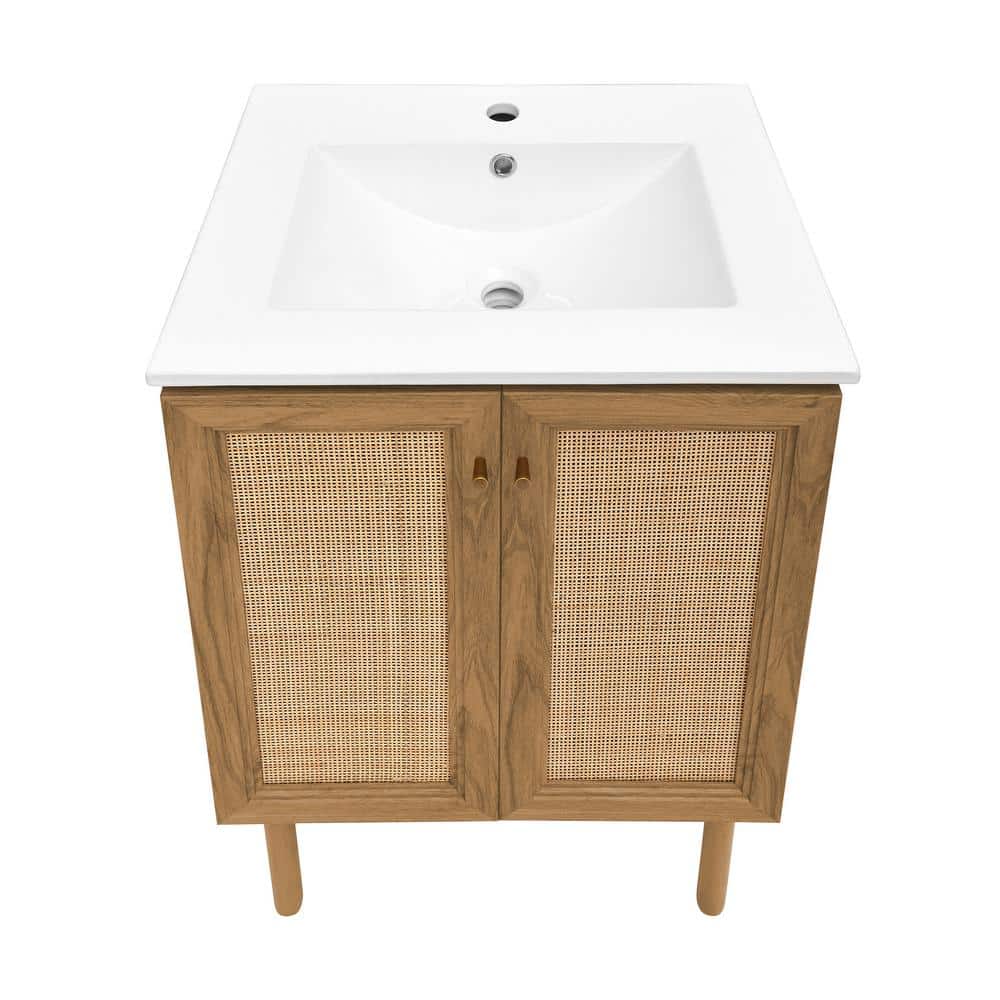 Classe 24" Oak Freestanding Bathroom Vanity with Ceramic Sink