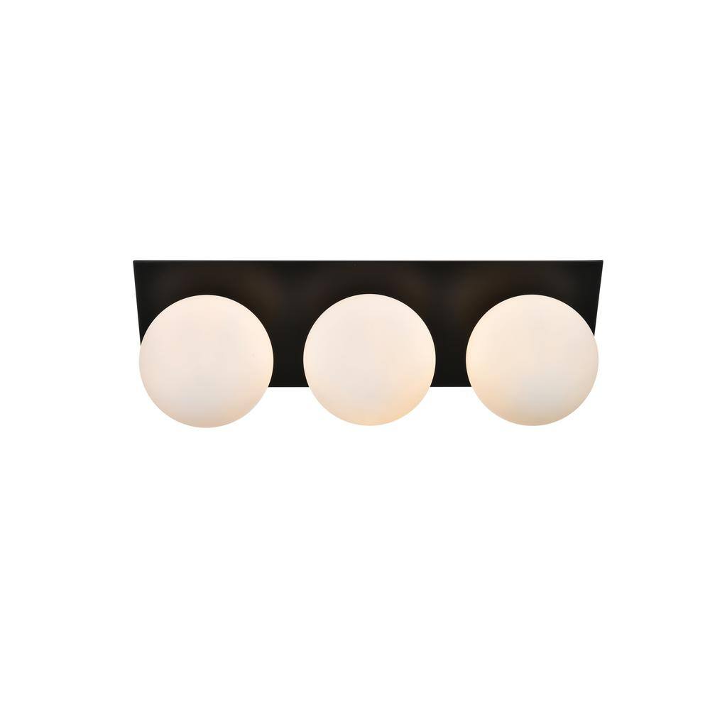 Simply Living 22 in. 3-Light Modern Black Vanity Light with Frosted White R