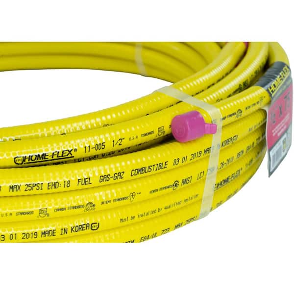 25 psi Flexible Ridged Pipe Stainlesss Steel Yellow HOME-FLEX CSST Pipe 75 ft 