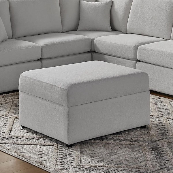Chandler Gray Polyester Performance Fabric Rectangle Storage Ottoman