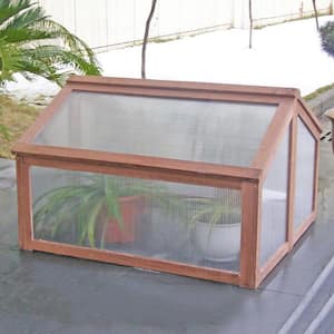 31.5 in. W x 35.5 in. D x 23 in. H Wood Plant Box Mini Greenhouse