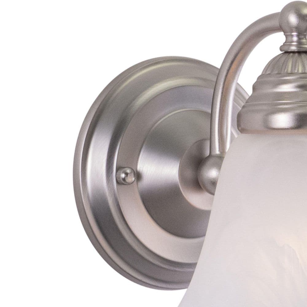 Brushed Nickel Alabaster Glass Vanity Wall Sconce
