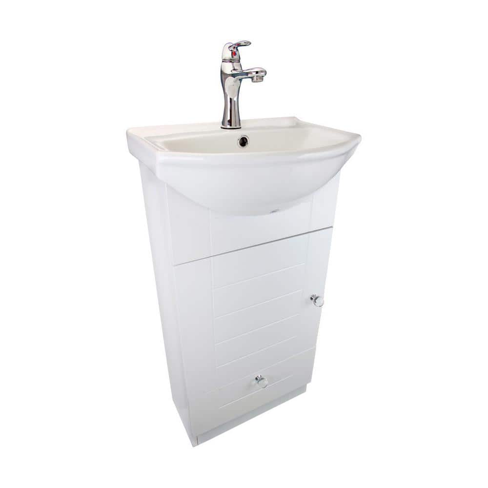 White 34.5" Porcelain and MDF Bathroom Vanity Sink
