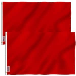 Fly Breeze 5 ft. x 3 ft. Solid Red Polyester 2-Sided Banner Flag with Brass Grommets Plain Red Flags (2-Pack)