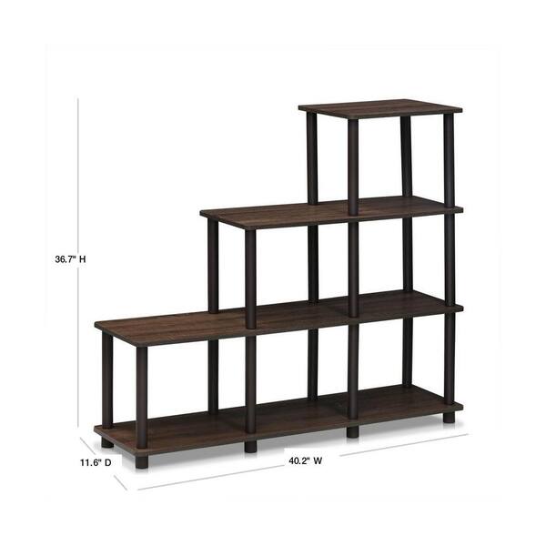 Furinno 36 7 In Walnut Brown Plastic 4, Stair Step Bookcase Home Depot