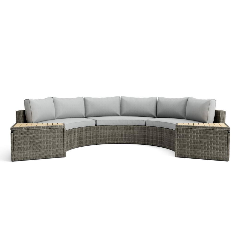 Barbuda 6-Person Gray Teak and Poly Rattan Outdoor Sectional Set