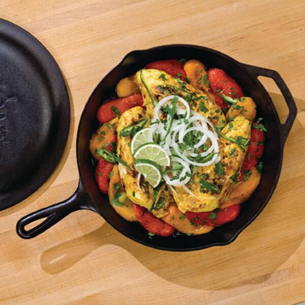 Lodge 12 in. Cast Iron Skillet in Black with Pour Spout L10SKSTOT