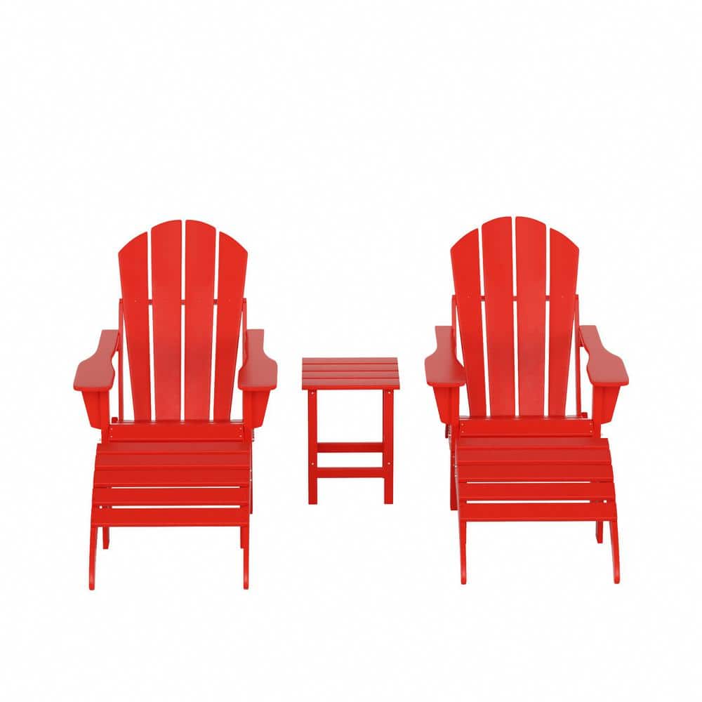 Red Plastic Adirondack Armchair Set for 2, 32" x 35.25"