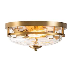 Wendy 12.9 in. 2-Light Brushed Gold Flush Mount Light