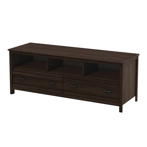 South Shore Exhibit 60 in. Mocha Brown Particle Board TV Stand Fits TVs Up to 70 in.