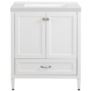 Claxby 31 in. W x 22 in. D x 37 in. H Bath Vanity in White with Cultured Marble Vanity Top in White with White Sink