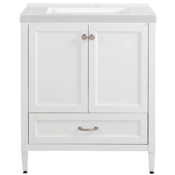 Home Decorators Collection Claxby 31 in. W x 22 in. D x 37 in. H Bath Vanity in White with Cultured Marble Vanity Top in White with White Sink