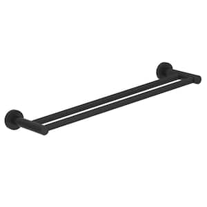 Dia 24 in. Double Wall-Mounted Towel Bar in Matte Black