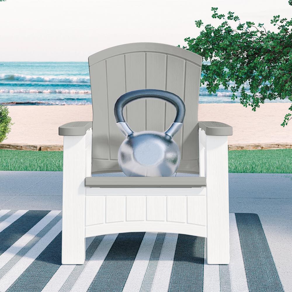 Dove Gray and White Resin Adirondack Chair with Storage