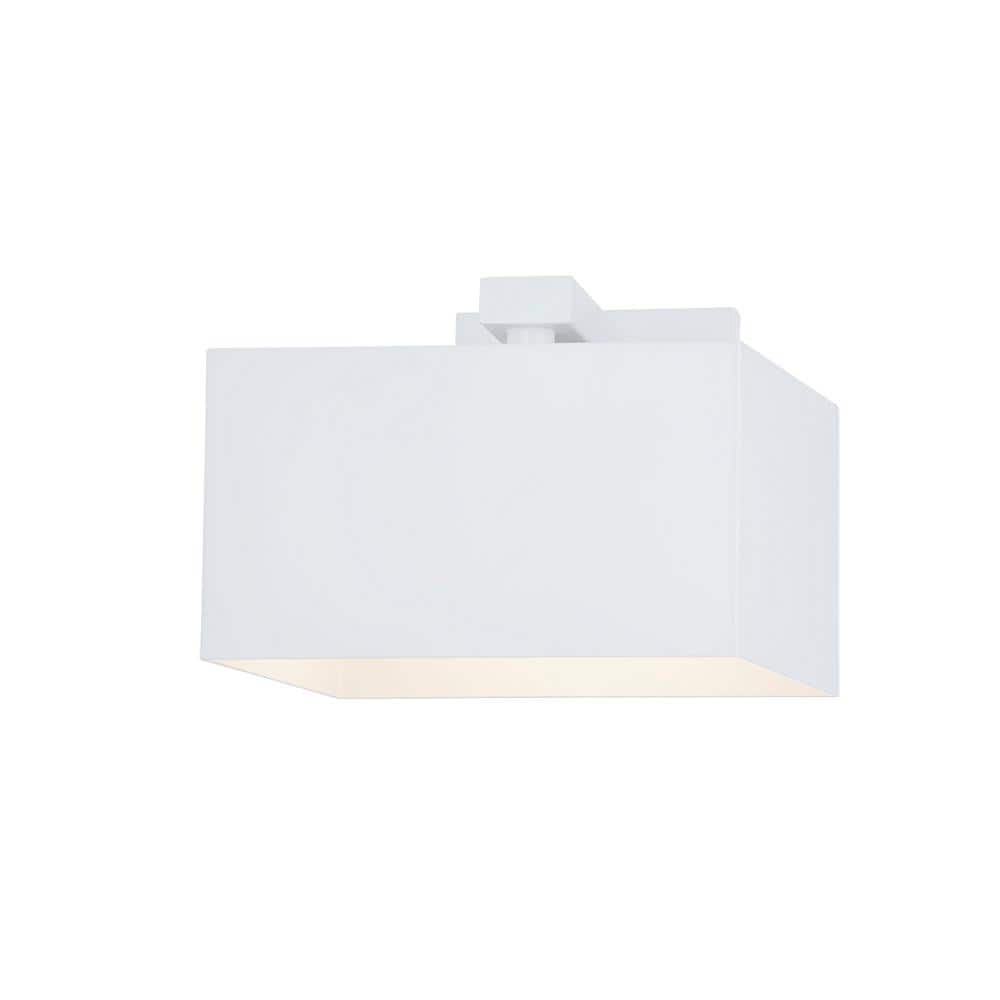 Cubely 1-Light Large White Hardwired LED Outdoor Wall Lantern Sconce (1-Pac