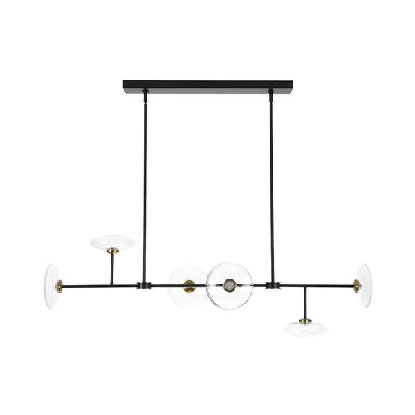 HUOKU Toluo 6-Light 54.5 in. W Matte Black Integrated LED