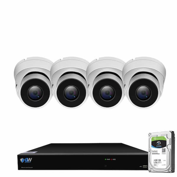 GW Security 8-Channel 8MP 1TB NVR Smart Security Camera System with 4 Wired Bullet Cameras 3.6 mm Fixed Lens Artificial Intelligence