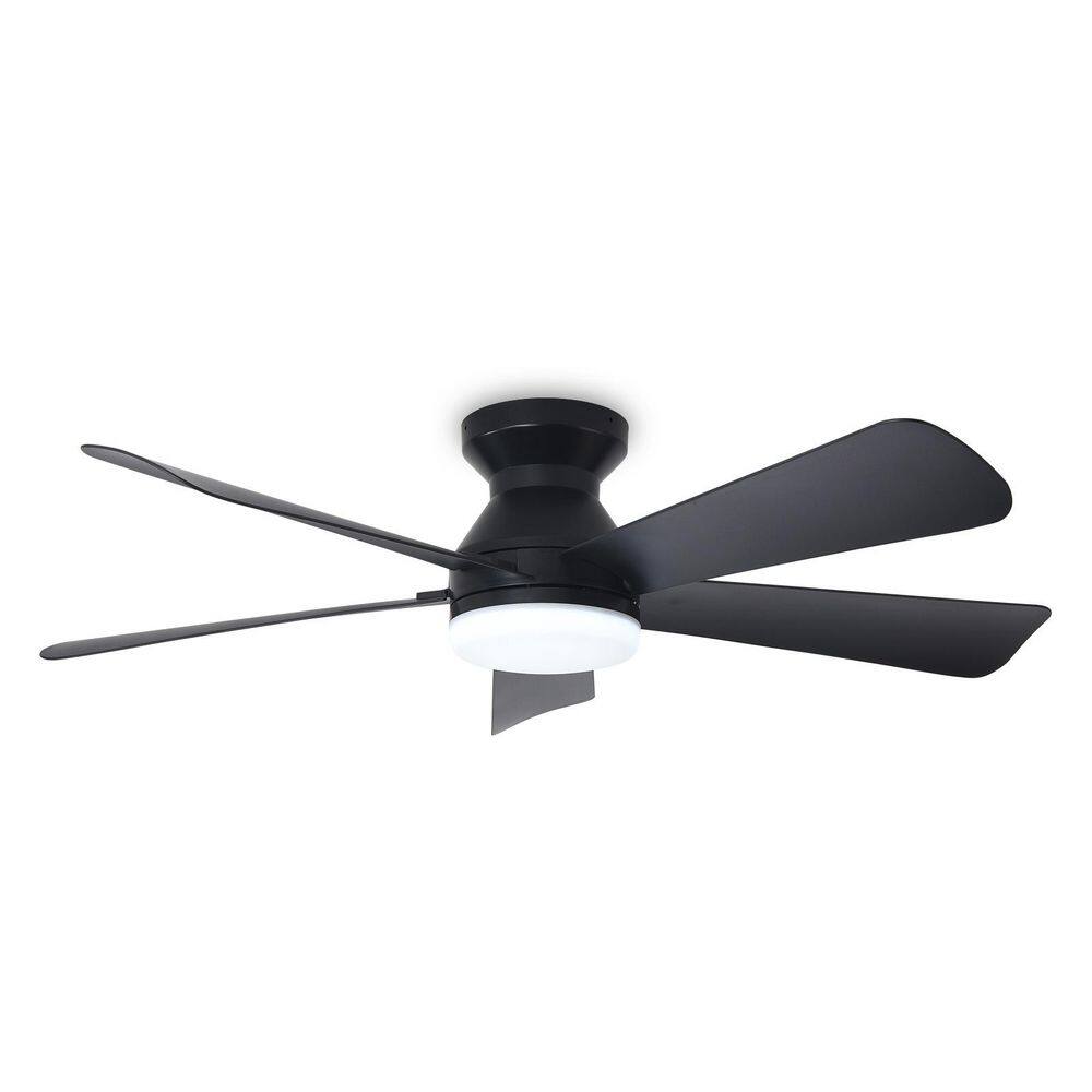 42 in. Black 5 Blades Low Profile Modern Ceiling Fan with Light Flush Mount Fan Light Dimmable 3 CCT Included Remote APP price history on PriceWatchPro