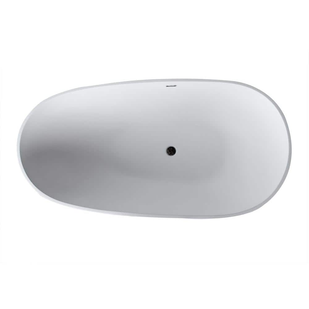 Matte White 111'' Freestanding Oval Stone Bathtub