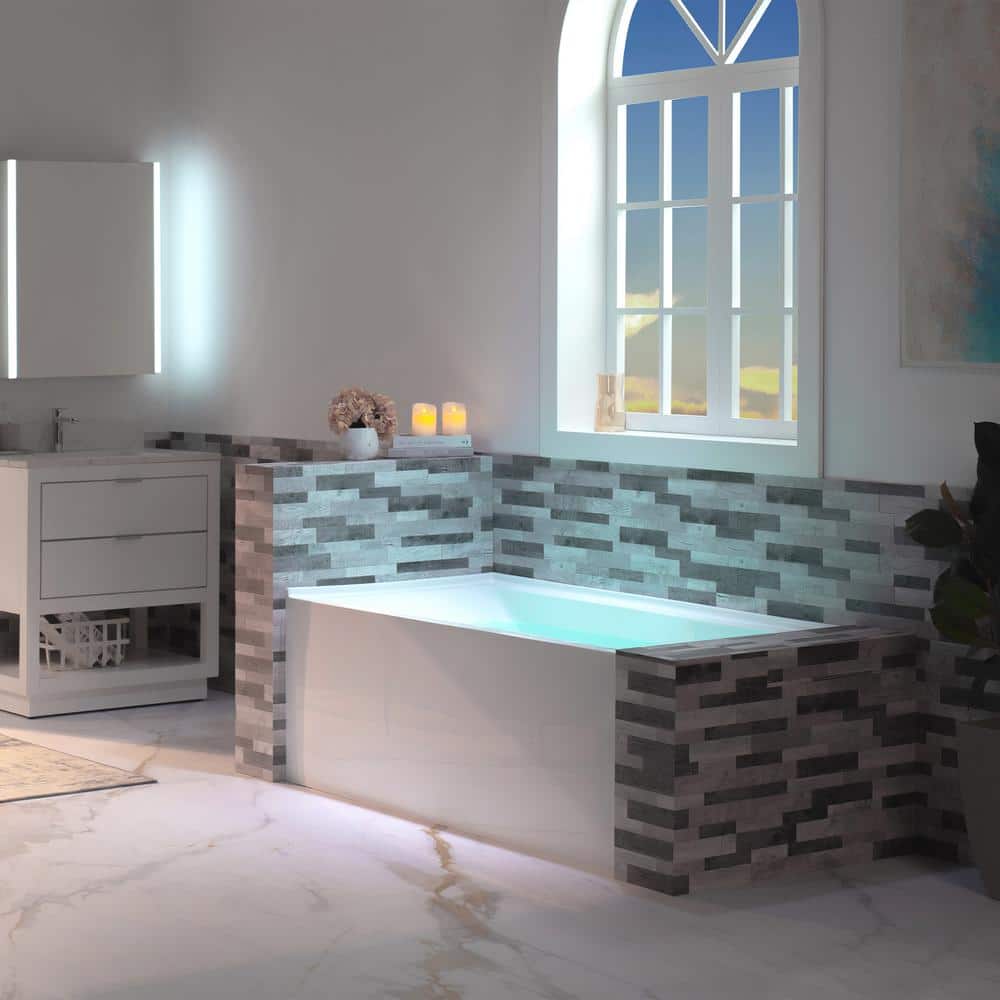 Vine 60'' x 30'' White Acrylic Alcove Soaking Bathtub