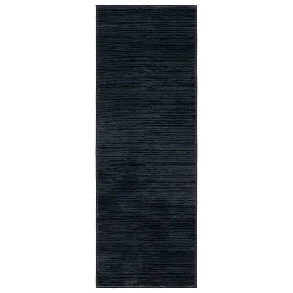 Vision 2 ft. x 10 ft. Black Solid Marle Runner Rug