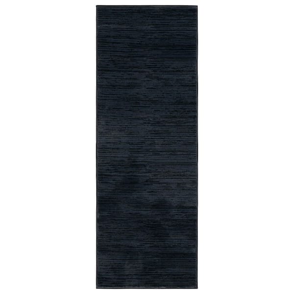 Vision Black 2 ft. x 14 ft. Solid Marle Runner Rug