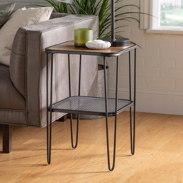 Walker Edison Furniture Company 16 in. Rustic Oak Mid Century Modern Side Table