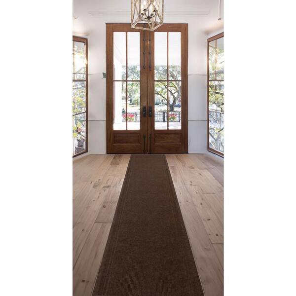 Tracker Indoor Outdoor Hallway Runner Rug Collection 3 ft. W x 16 ft. L Brown Polyester Garage Flooring