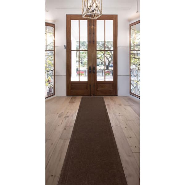 Tracker Indoor Outdoor Hallway Runner Rug Collection 3 ft. W x 12 ft. L Brown Polyester Garage Flooring