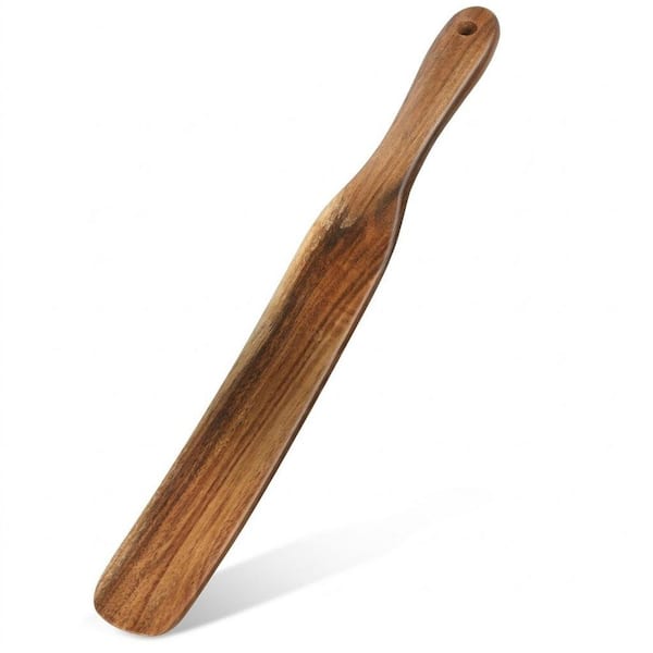 Wooden Spurtle Kitchen Utensil Natural Finish Sourdough Mixing Cooking Scraper for Nonstick Cookware 1 Piece