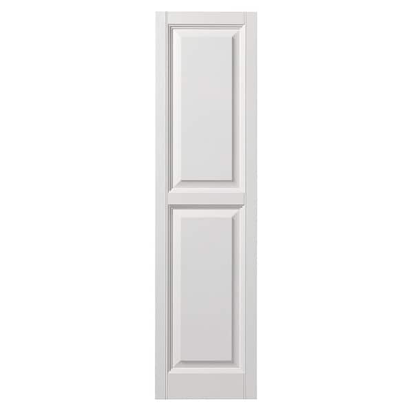 Ply Gem 15 in. x 55 in. Raised Panel Polypropylene Shutter Pair in White