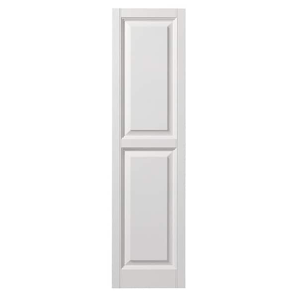 Ply Gem 15 in. x 59 in. Raised Panel Polypropylene Shutters Pair in White