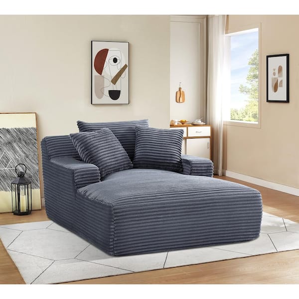 Crafted 48 in. Wide Straight Arm Corduroy Modern Foam Rectangle Sofa in. Grey