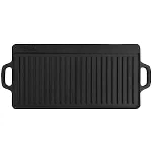 Double Play 16.75 in. Black Cast Iron Reversible Stovetop Griddle