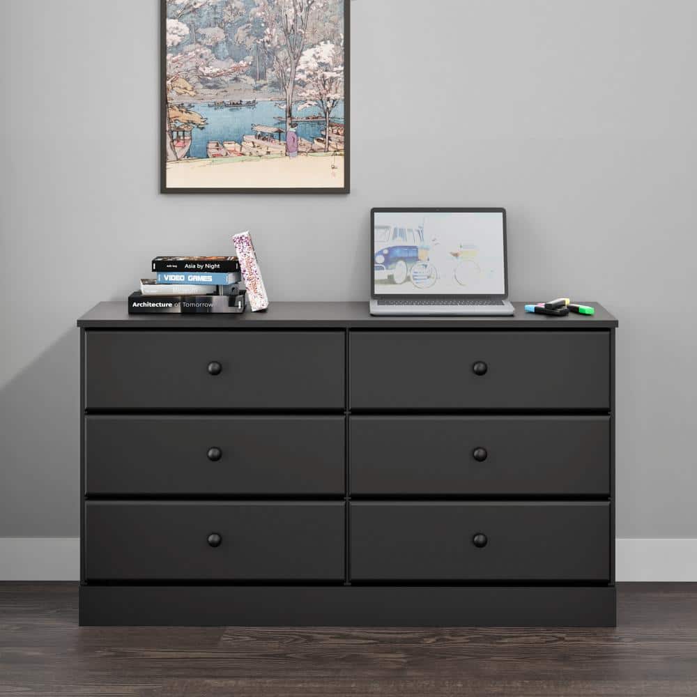 Astrid Double Black Dresser with Extra Deep Drawers