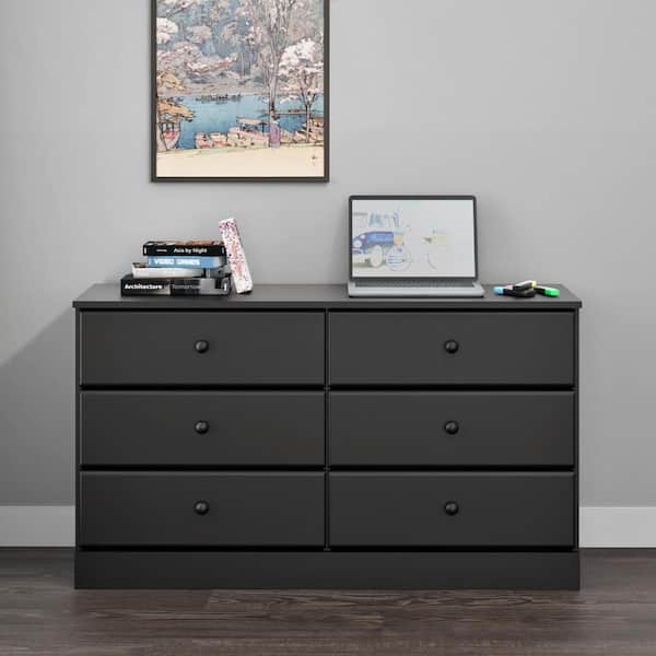 Prepac Astrid Black Finish 6-Drawer Double Dresser (26.85 in H. x 47.5 in W. x 15.5 in D.) BDBR-0402-1 - The Home Depot Prepac Astrid Black Finish 6-Drawer Double Dresser (26.85 in H. x 47.5 in W. x 15.5 in D.) BDBR-0402-1 - The Home Depot