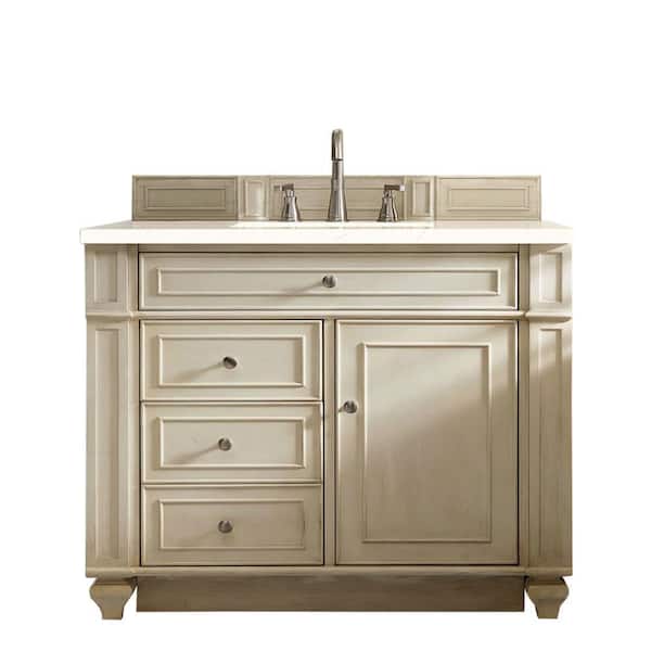 James Martin Vanities Bristol 36 in. W x 23.5 in. D x 34 in. H Single Bath Vanity in Vintage Vanilla with Marfil Quartz Top with White Basin
