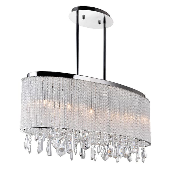 CWI Lighting Benson 5 Light Drum Shade Chandelier With Chrome Finish