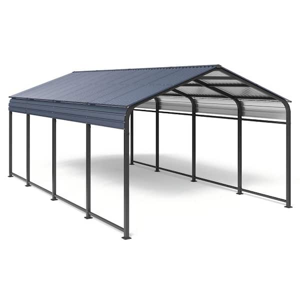 12 ft. W x 20 ft. D x 8.6 ft. H Gray Eggshell Shaped Galvanized Steel Carport Car Canopy and Shelter