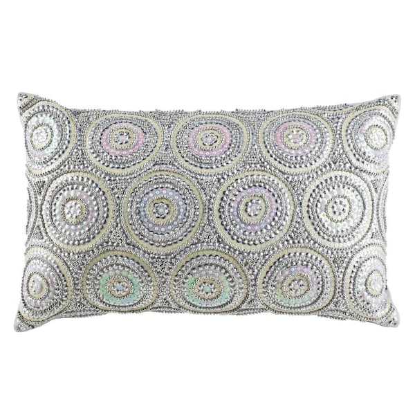 silver beaded pillow