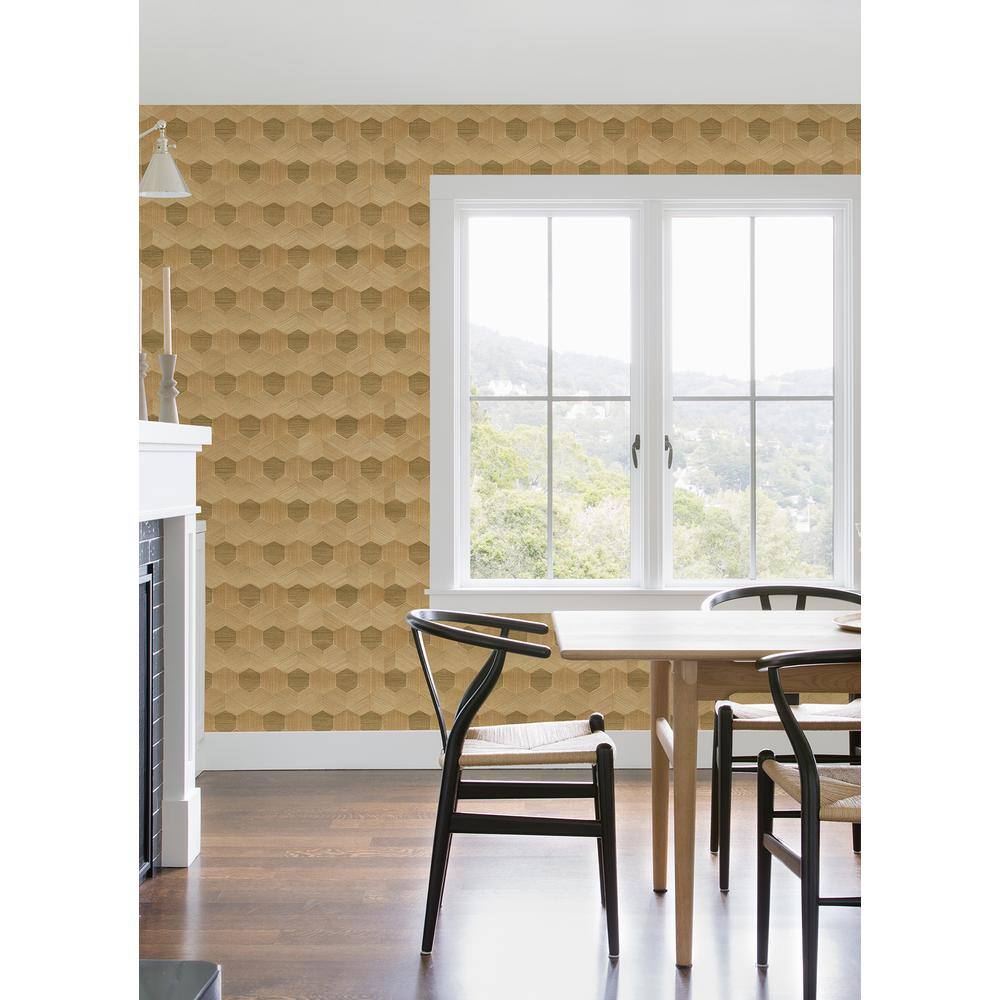 Brown Geometric Grasscloth Removable Wallpaper Roll
